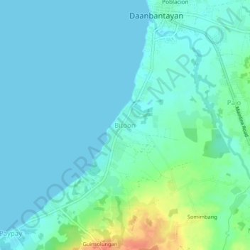 Mapa topográfico Bitoon, altitud, relieve