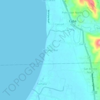 Mapa topográfico Santiago Sur, altitud, relieve