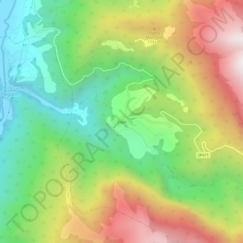 Mapa topográfico Caso, altitud, relieve