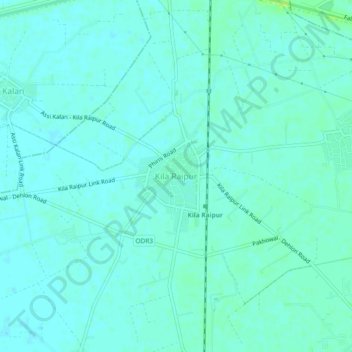Mapa topográfico Kila Raipur, altitud, relieve