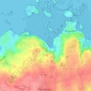 Mapa topográfico Pellinec, altitud, relieve