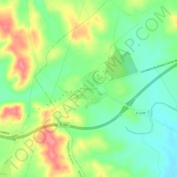 Mapa topográfico Jédula, altitud, relieve