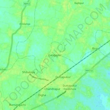 Mapa topográfico Gangapur, altitud, relieve