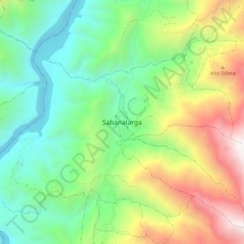 Mapa topográfico Sabanalarga, altitud, relieve