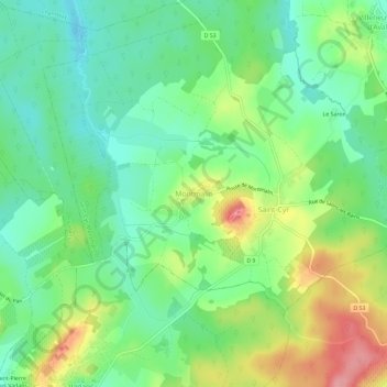 Mapa topográfico Montmalin, altitud, relieve