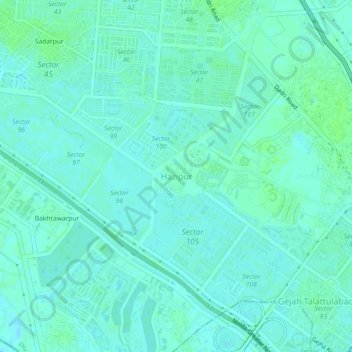 Mapa topográfico Hazipur, altitud, relieve