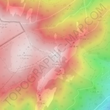 Mapa topográfico Pico de Abantos, altitud, relieve