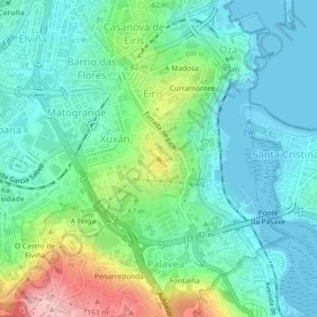 Mapa topográfico Monte Mero, altitud, relieve