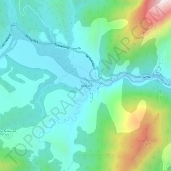 Mapa topográfico Jánovas, altitud, relieve