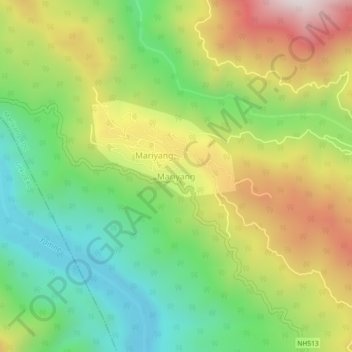 Mapa topográfico Mariyang, altitud, relieve