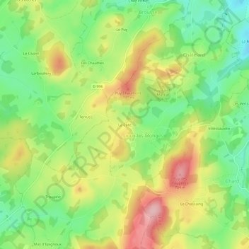 Mapa topográfico La Côte, altitud, relieve