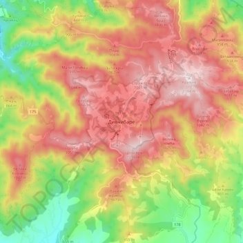 Mapa topográfico Дивчибаре, altitud, relieve