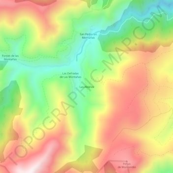 Mapa topográfico Las Abieras, altitud, relieve