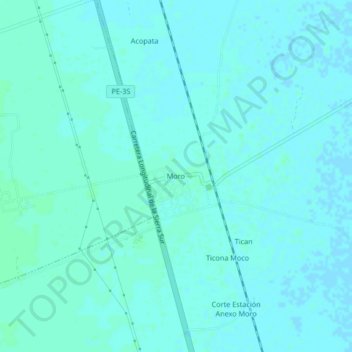 Mapa topográfico Moro, altitud, relieve