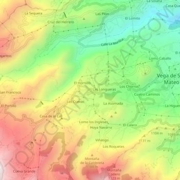 Mapa topográfico El Mesón, altitud, relieve