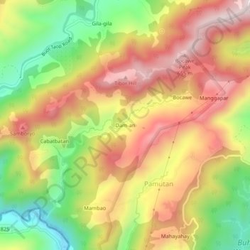 Mapa topográfico Dam-an, altitud, relieve