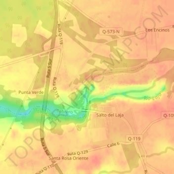 Mapa topográfico Salto del Laja, altitud, relieve