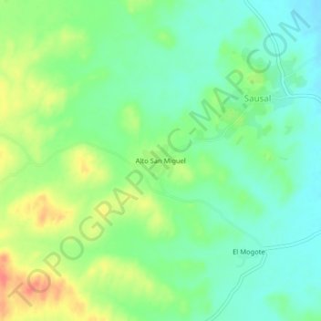 Mapa topográfico Alto San Miguel, altitud, relieve
