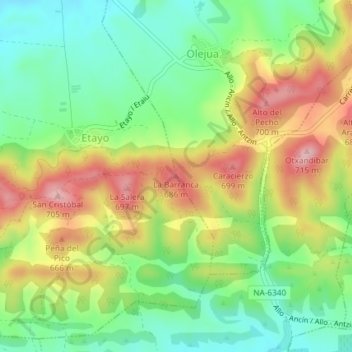 Mapa topográfico La Barranca, altitud, relieve