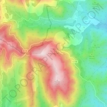 Mapa topográfico Prato Soprano, altitud, relieve