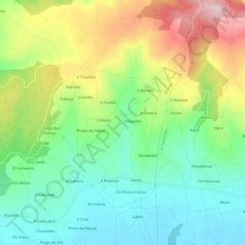 Mapa topográfico Costa, altitud, relieve