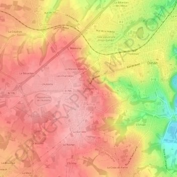 Mapa topográfico Cassepot, altitud, relieve