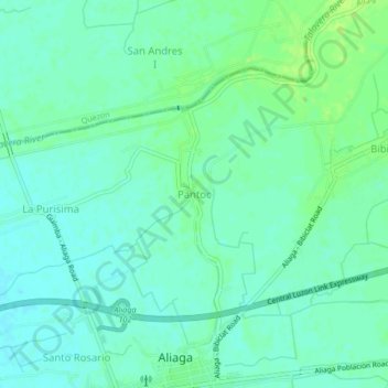 Mapa topográfico Pantoc, altitud, relieve