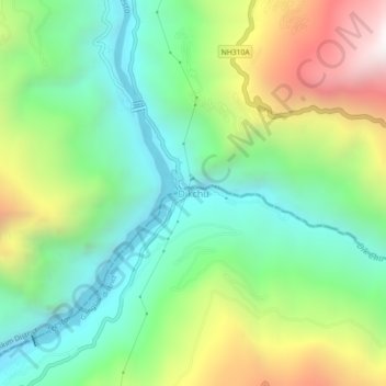 Mapa topográfico Dikchu, altitud, relieve