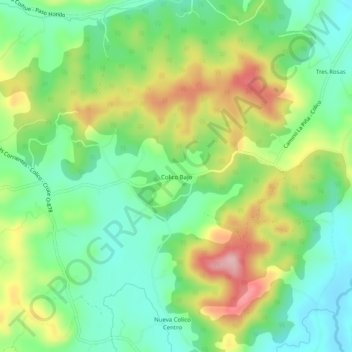 Mapa topográfico Colico Bajo, altitud, relieve