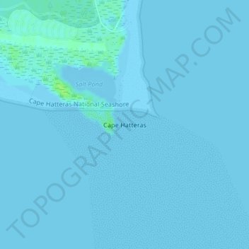 Mapa topográfico Cabo Hatteras, altitud, relieve