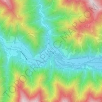 Mapa topográfico Păscoaia, altitud, relieve