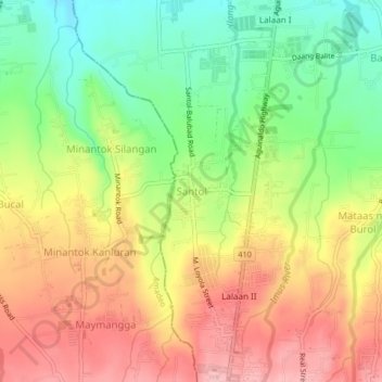 Mapa topográfico Santol, altitud, relieve