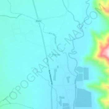 Mapa topográfico El Puesto, altitud, relieve