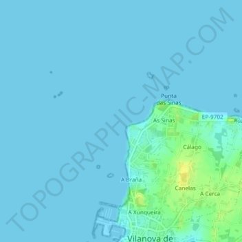 Mapa topográfico O Sinal do Fuciño do Porco, altitud, relieve