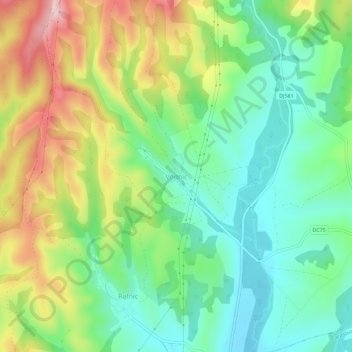 Mapa topográfico Vodnic, altitud, relieve