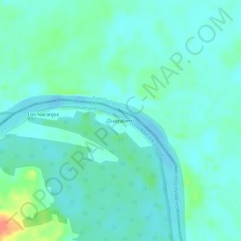 Mapa topográfico Guayabero, altitud, relieve