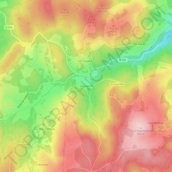 Mapa topográfico La Valette, altitud, relieve