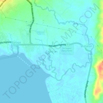 Mapa topográfico Cabid-an, altitud, relieve