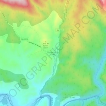 Mapa topográfico Carrascosa de Tajo, altitud, relieve