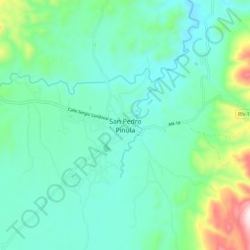 Mapa topográfico San Pedro Pinula, altitud, relieve