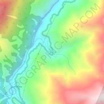Mapa topográfico Challa, altitud, relieve