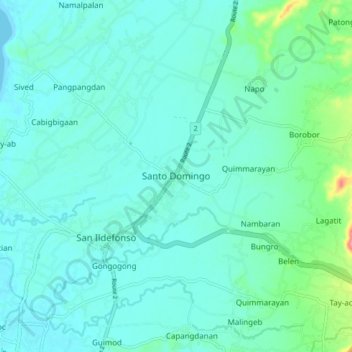 Mapa topográfico Santo Domingo, altitud, relieve