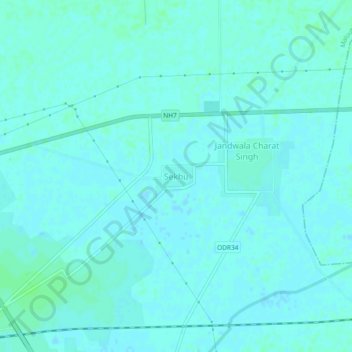 Mapa topográfico Sekhu, altitud, relieve