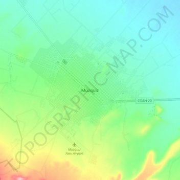 Mapa topográfico Múzquiz, altitud, relieve