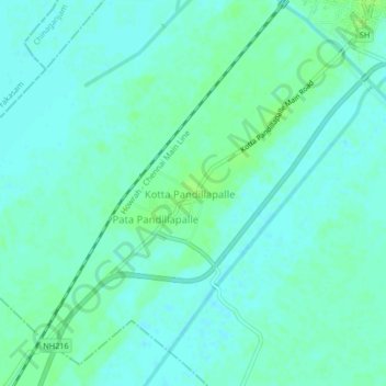 Mapa topográfico Kotta Pandillapalle, altitud, relieve