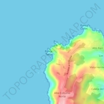 Mapa topográfico Casa Poli, altitud, relieve