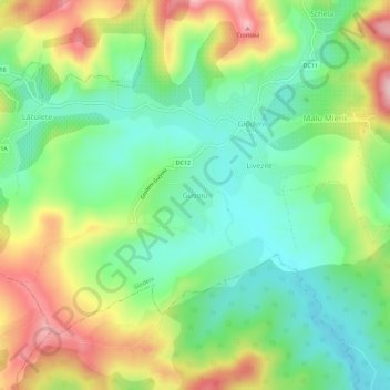 Mapa topográfico Gușoiu, altitud, relieve