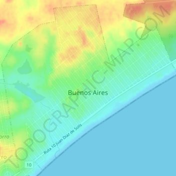 Mapa topográfico Buenos Aires, altitud, relieve