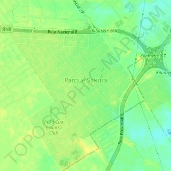 Mapa topográfico Barrio Parque Sakura, altitud, relieve