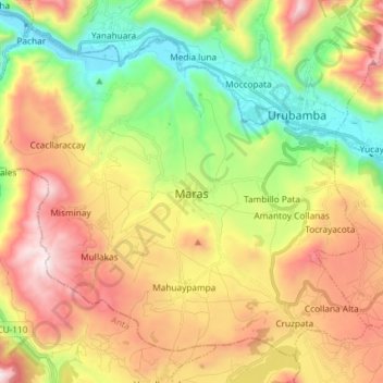 Mapa topográfico Maras, altitud, relieve